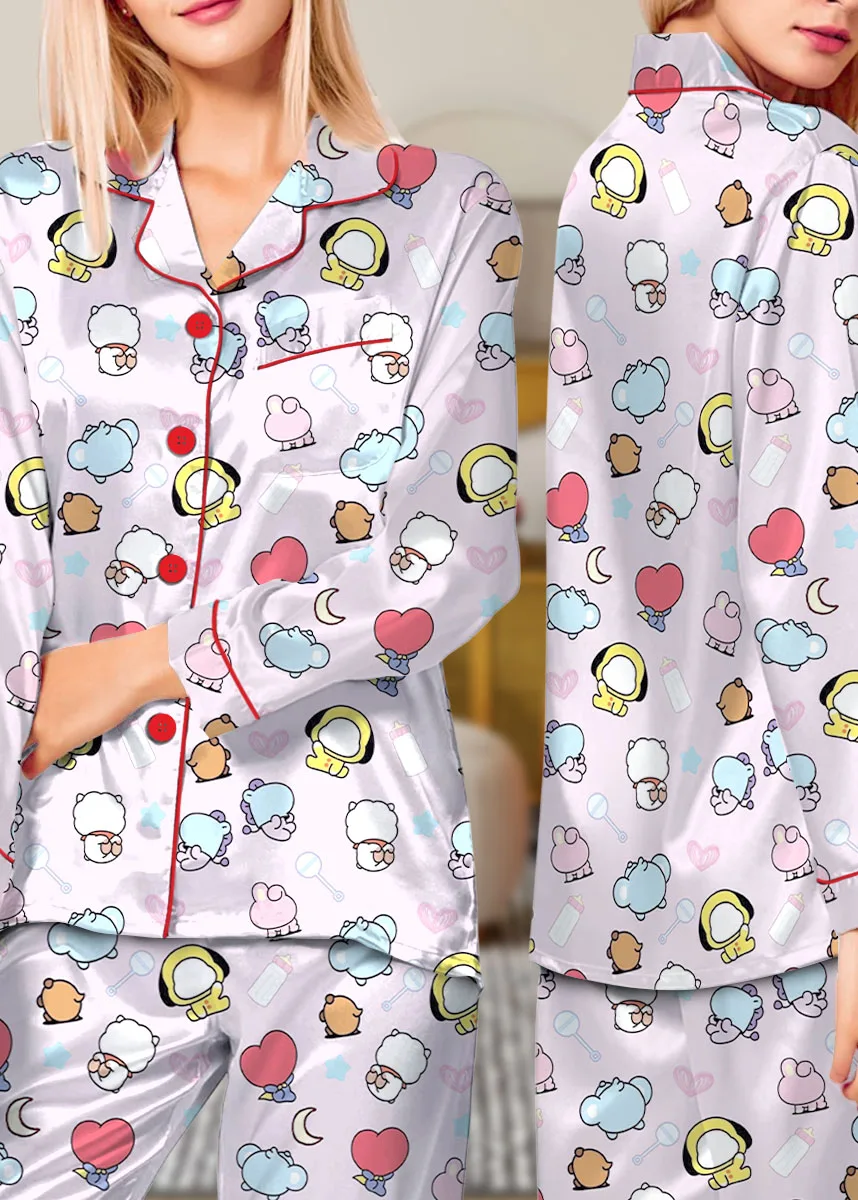 Women’s Kpop Characters Cute Pajamas Set For Women, Pink Color, US Size S-5XL - Image 12