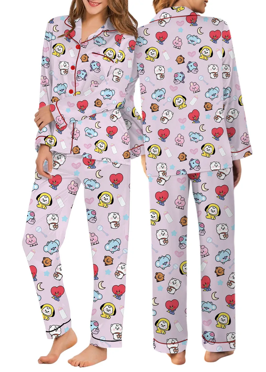 Women’s BT21 K-Pop Music Pajamas Set For Women, Pink Color, US Size S-5XL - Image 11