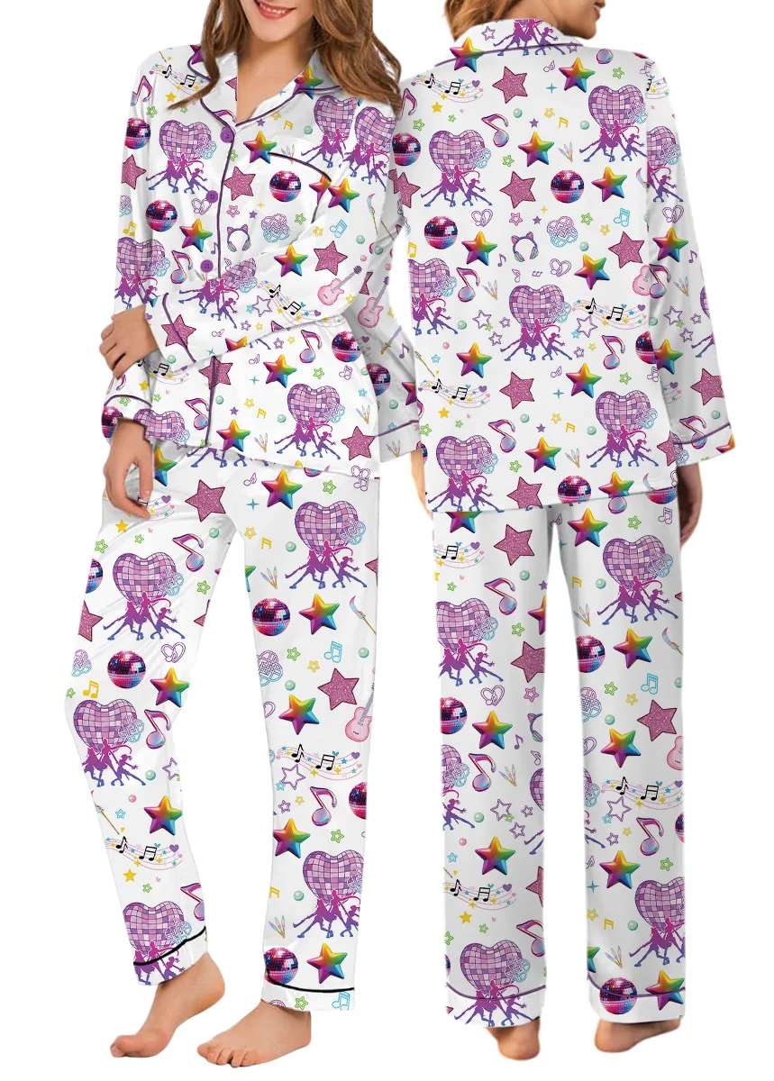 Women’s K-Pop Demon Hunters Pajamas Set For Women, White Color, US Size S-5XL - Image 10