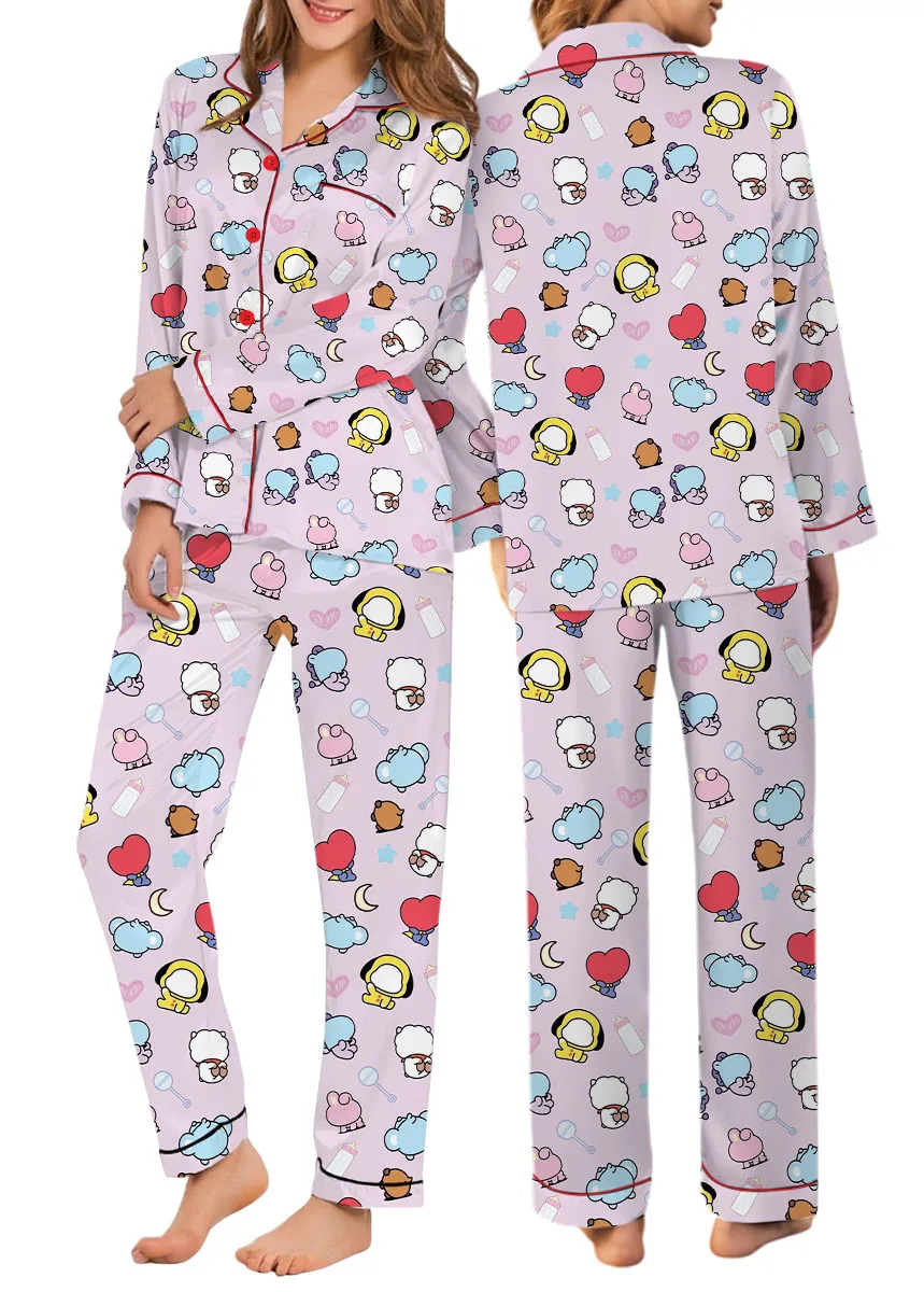 Women’s Kpop Characters Cute Pajamas Set For Women, Pink Color, US Size S-5XL - Image 10
