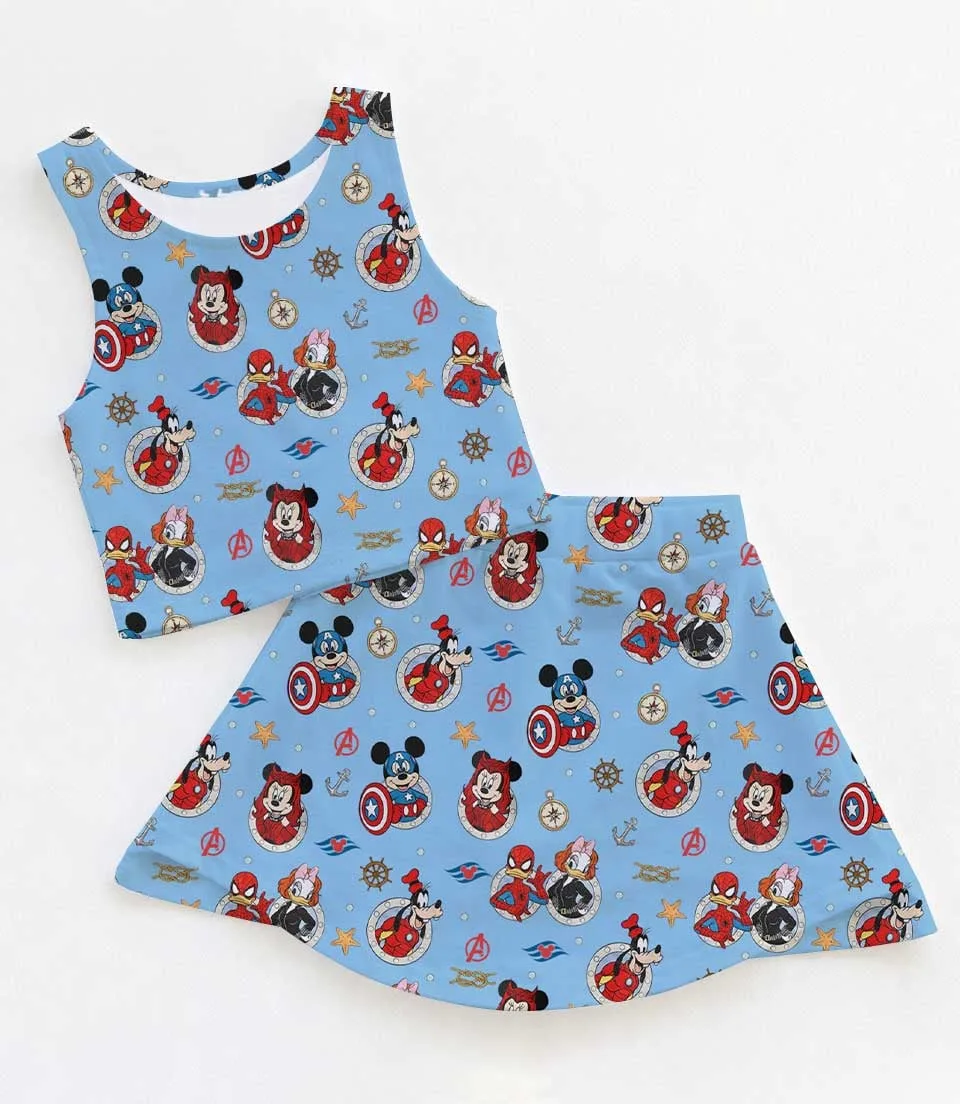 Disney Cruise Mickey Dress Set, Nautical Minnie Bow Vacation Outfit