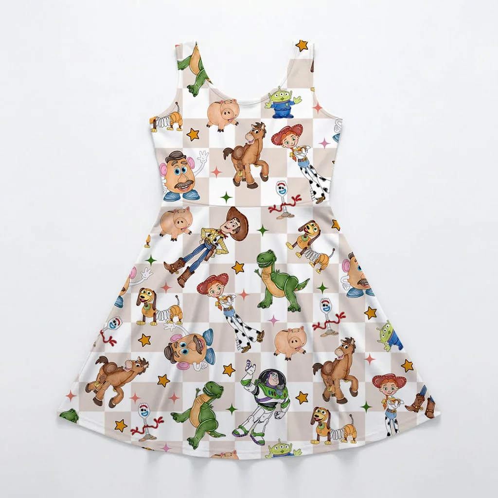 Toy Story Print Ruffle Dress, Woody Buzz Summer Vacation Outfit - Image 9