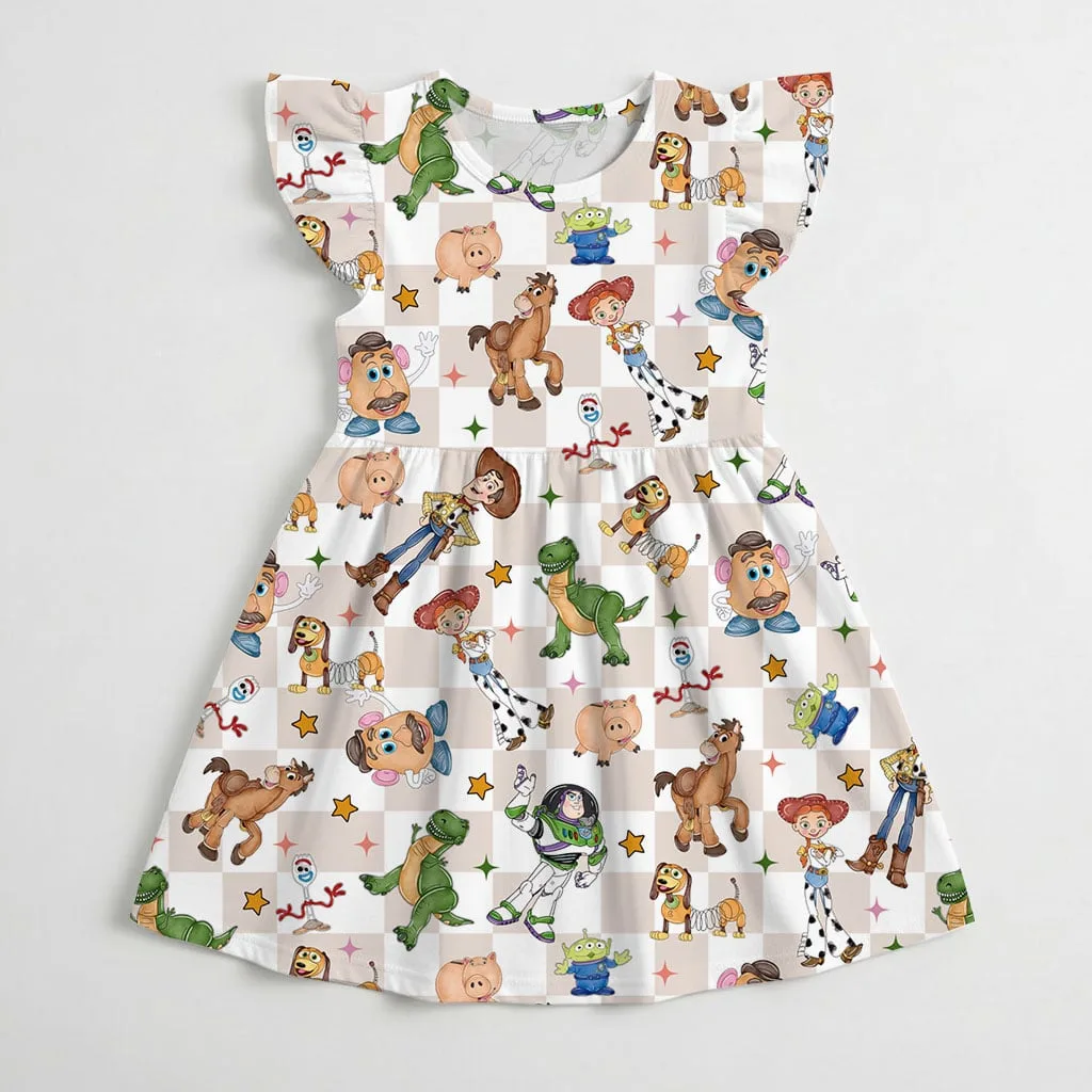Toy Story Print Ruffle Dress, Woody Buzz Summer Vacation Outfit - Image 4