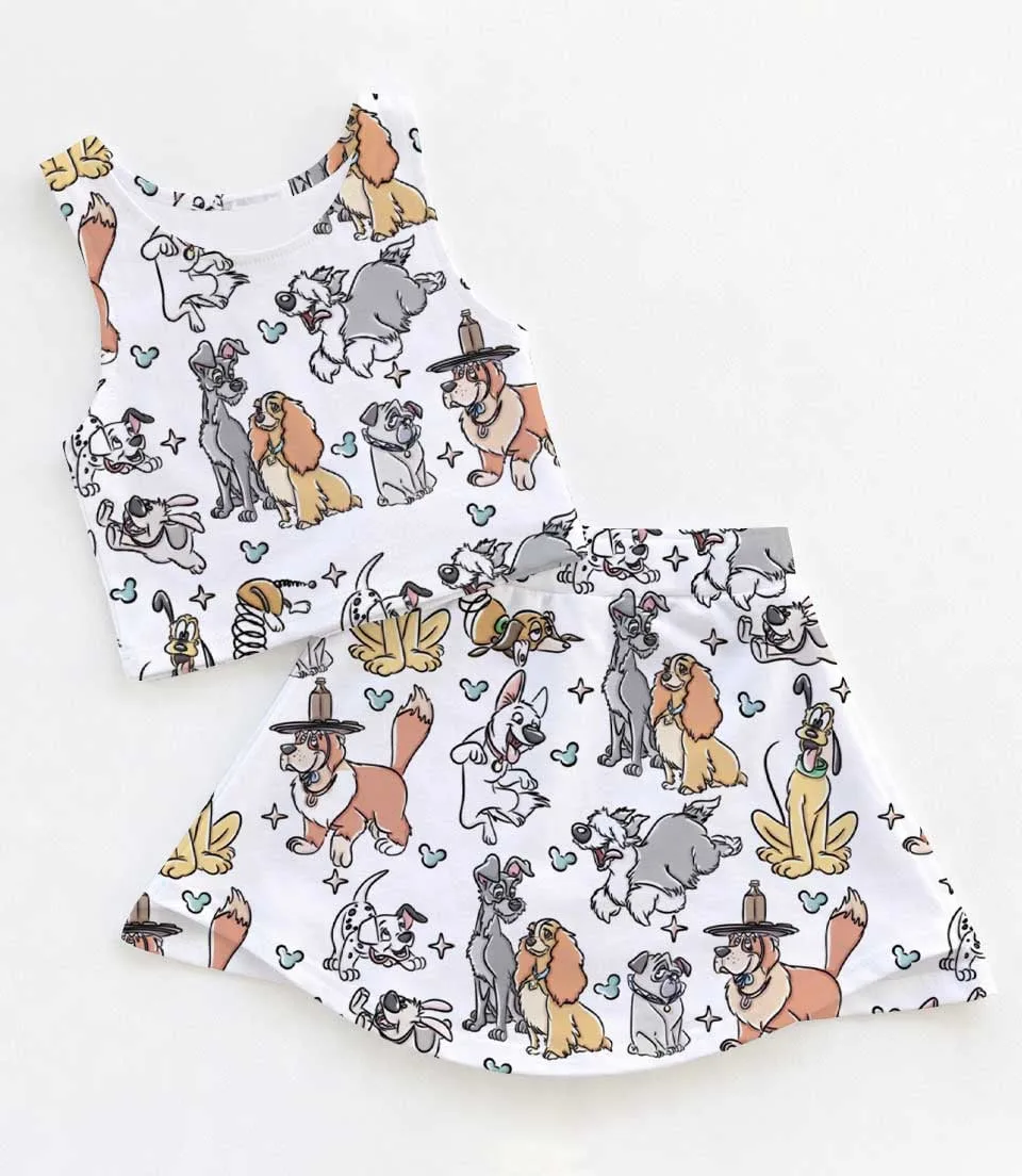Women's Disney Dogs Activewear Set, Pluto Lady & Tramp Athletic Dress & Skort Outfit