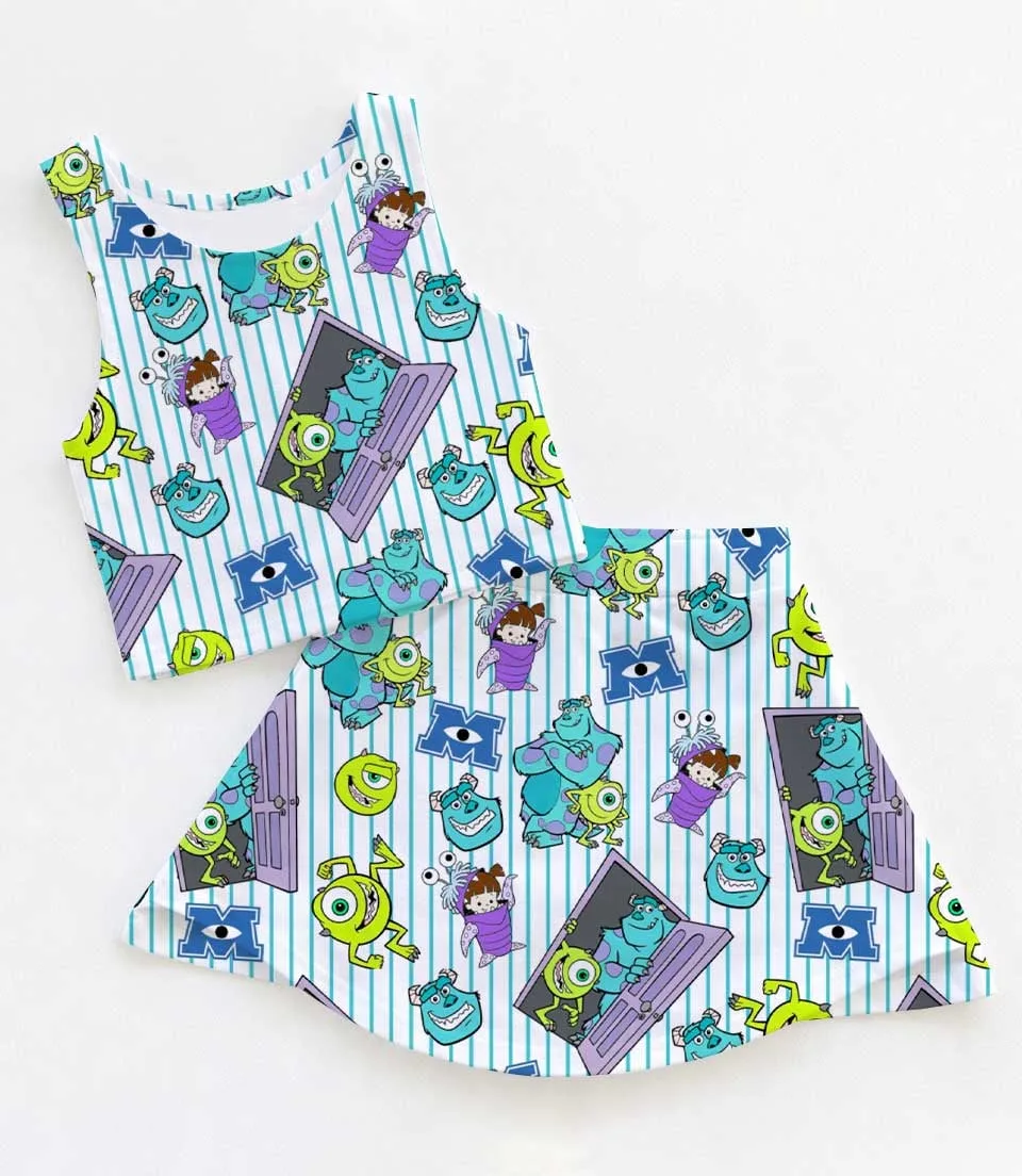 Women's Monsters Inc Coquette Activewear Set, Athletic Dress & Skort Outfit