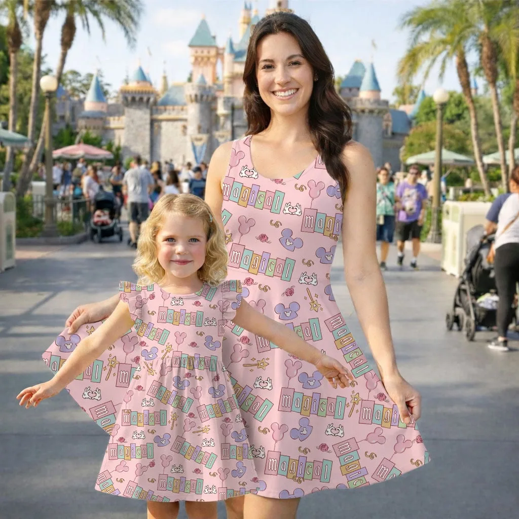 Disney Mickey Magical Pink Mommy & Me Dress, Mama Mini Family Matching Outfit - Image 2