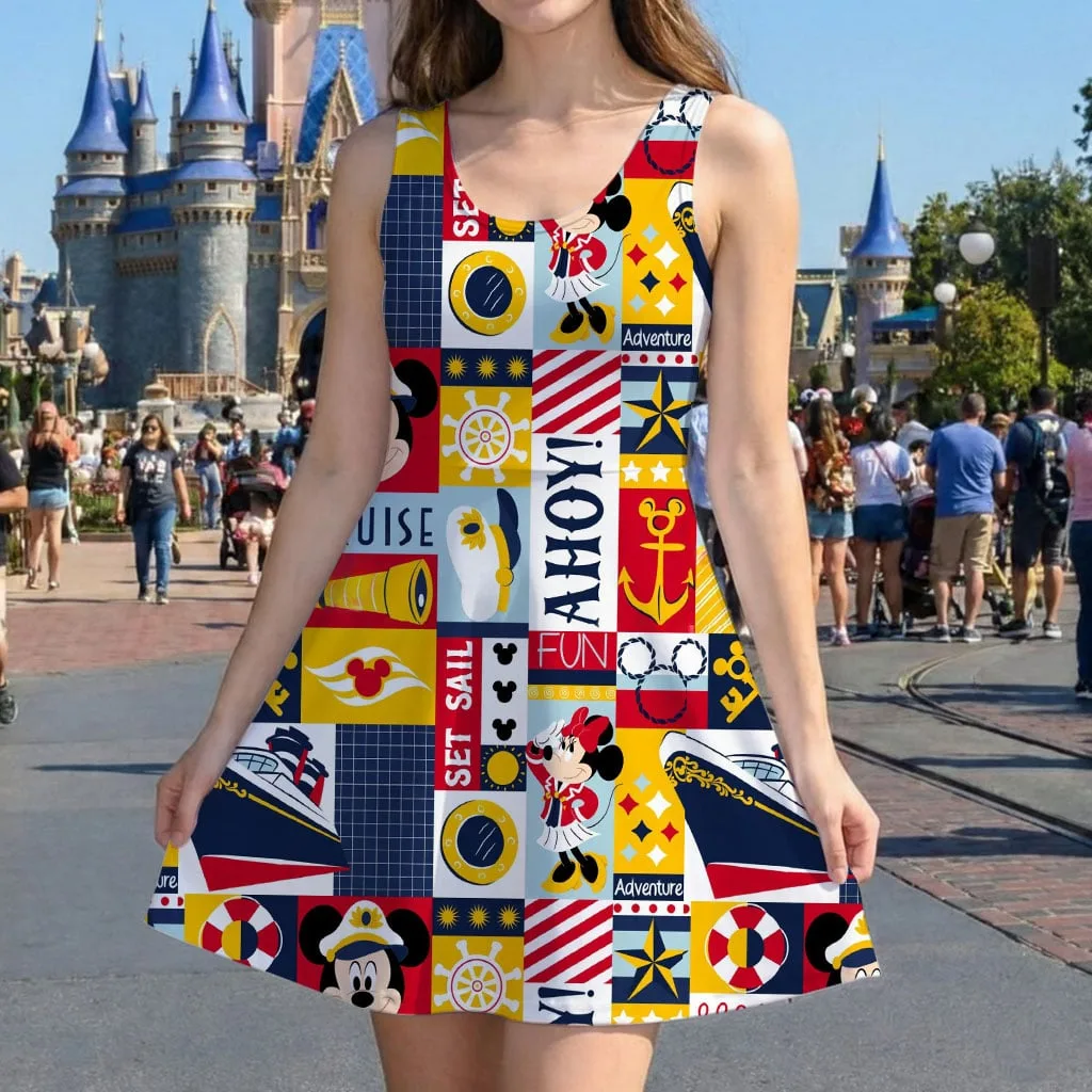 Disney Cruise Line Ruffle Dress, Nautical Mickey Minnie Stitch Castaway Cay Vacation Outfit - Image 7