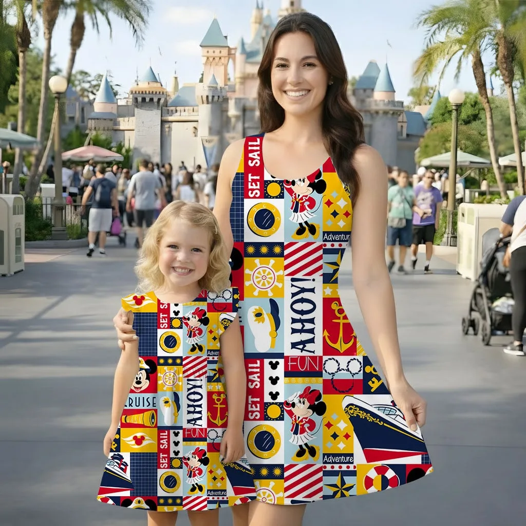 Disney Cruise Line Ruffle Dress, Nautical Mickey Minnie Stitch Castaway Cay Vacation Outfit - Image 5