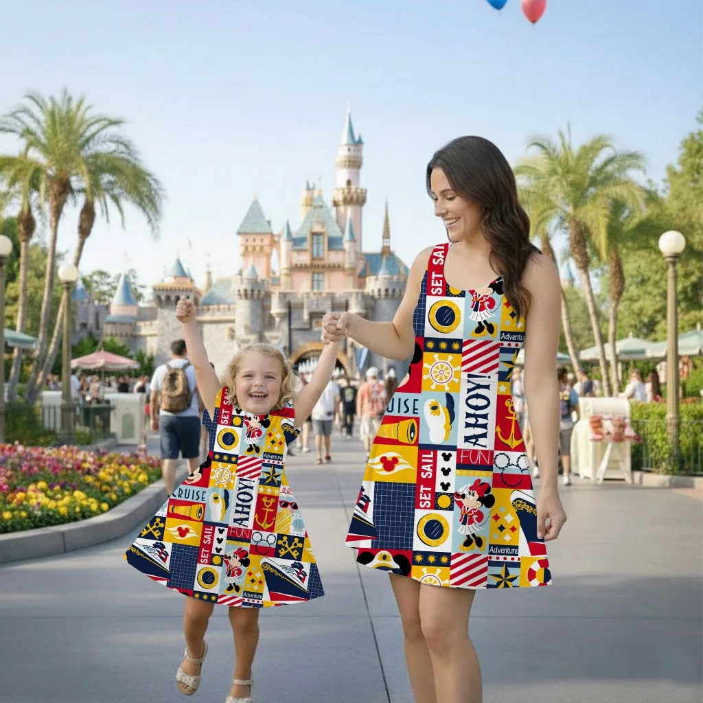 Disney Cruise Line Ruffle Dress, Nautical Mickey Minnie Stitch Castaway Cay Vacation Outfit - Image 4