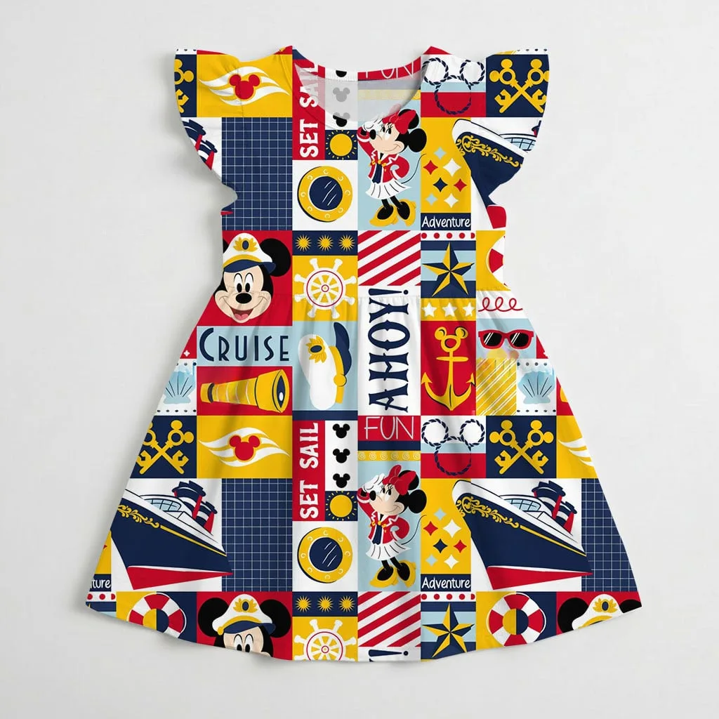 Disney Cruise Line Ruffle Dress, Nautical Mickey Minnie Stitch Castaway Cay Vacation Outfit - Image 3