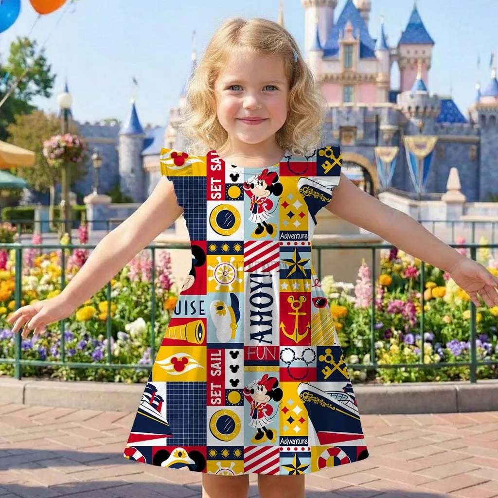 Disney Cruise Line Ruffle Dress, Nautical Mickey Minnie Stitch Castaway Cay Vacation Outfit - Image 2