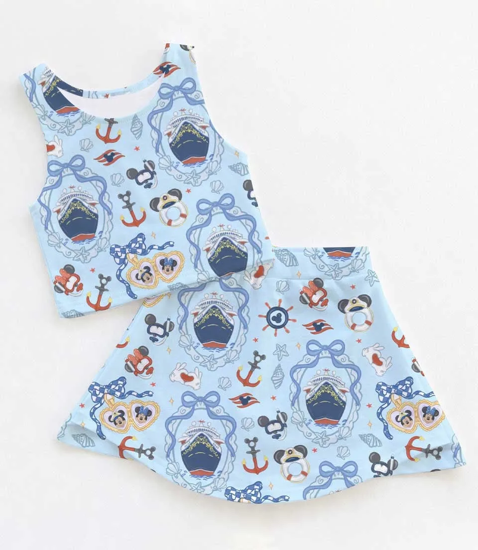 Disney Cruise Mickey Dress Set, Nautical Minnie Bow Vacation Outfit