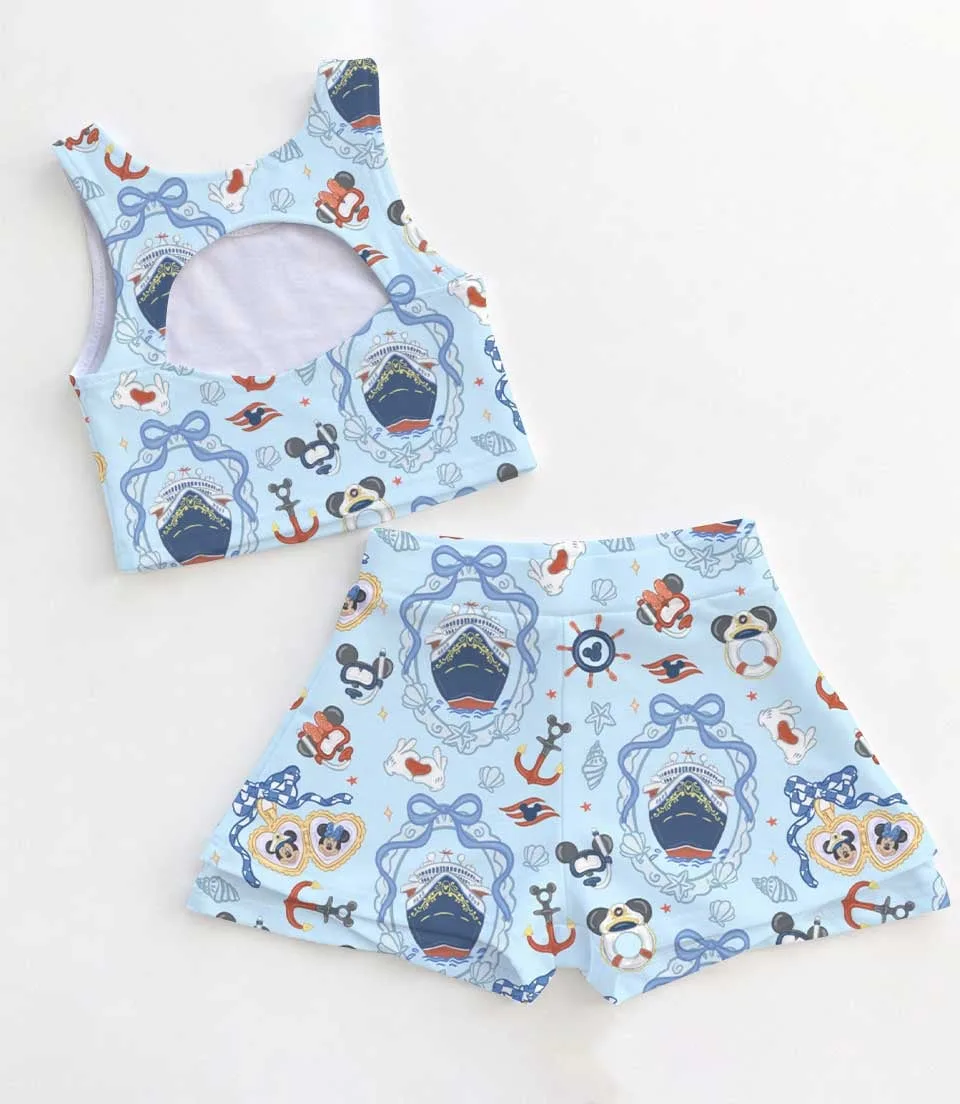 Disney Cruise Mickey Dress Set, Nautical Minnie Bow Vacation Outfit - Image 2