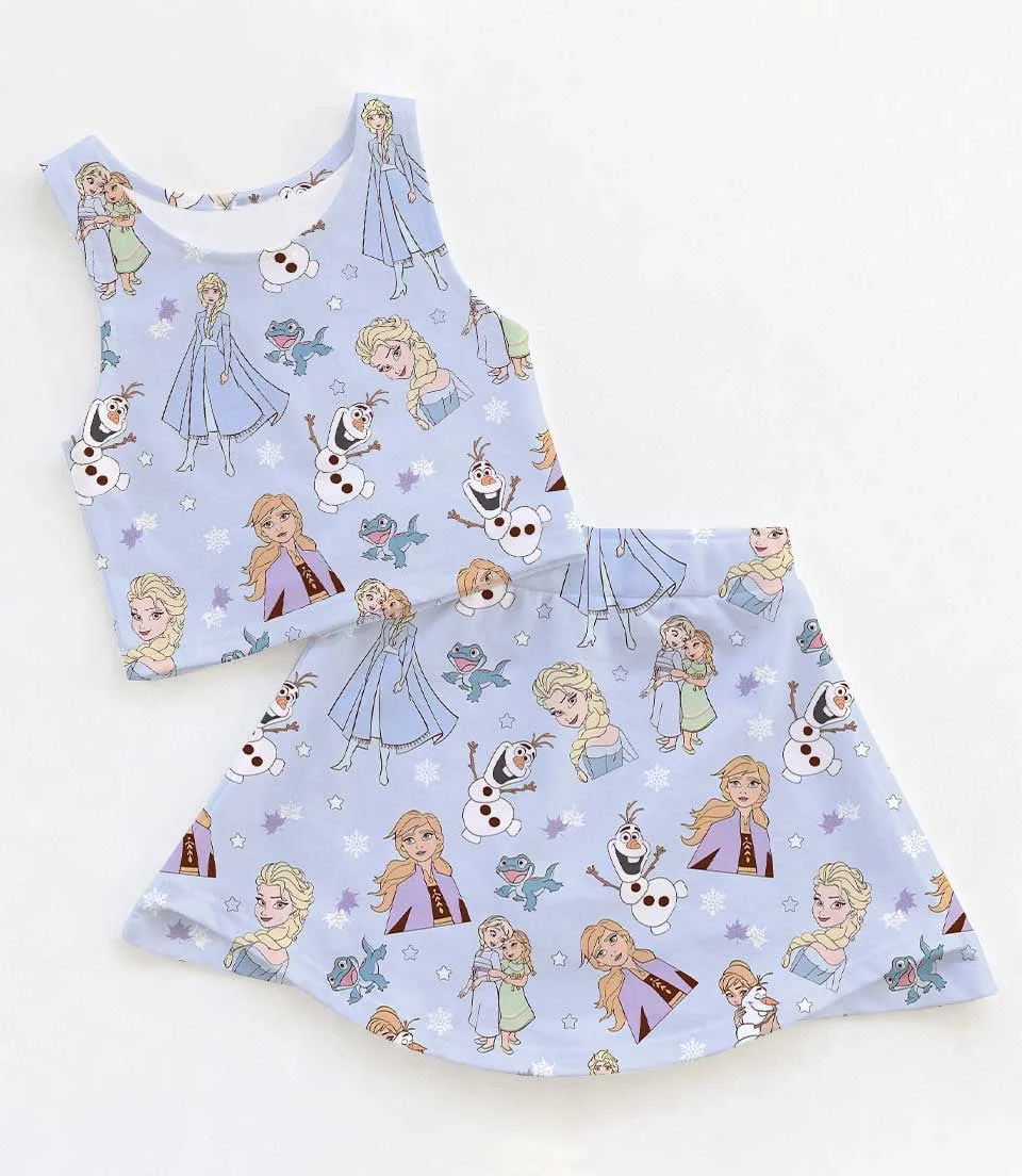 Women's Frozen Princess Activewear Set, Elsa Anna Athletic Dress & Skort Outfit, Family Matching Sportswear
