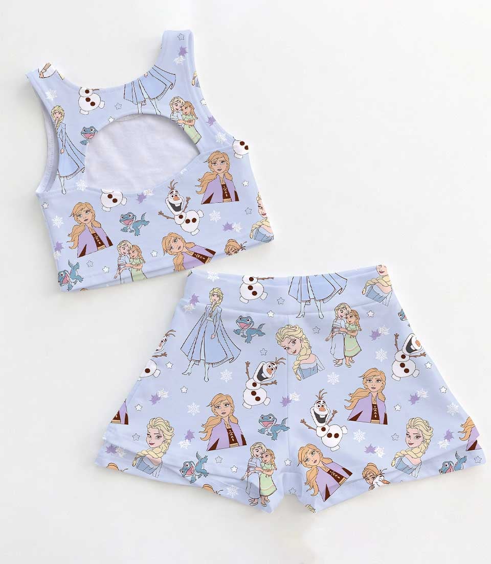 Women's Frozen Princess Activewear Set, Elsa Anna Athletic Dress & Skort Outfit, Family Matching Sportswear - Image 2