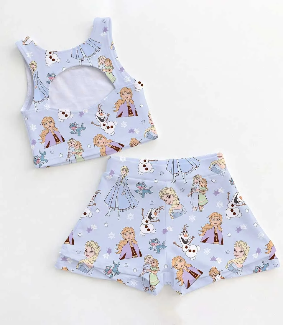 Women's Frozen Princess Activewear Set, Elsa Anna Athletic Dress & Skort Outfit, Family Matching Sportswear - Image 2