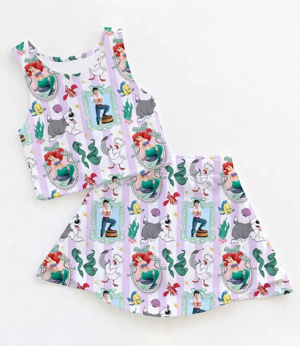 Women's Ariel Princess Activewear Set, Athletic Dress & Skort Outfit, Family Matching Sportswear
