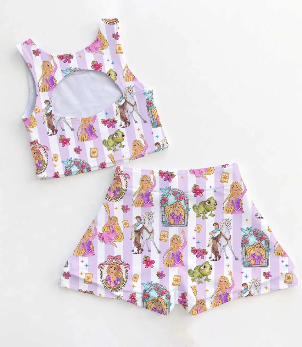 Women's Rapunzel Princess Activewear Set, Coquette Athletic Dress & Bow Skort Outfit, Family Matching Sportswear - Image 2