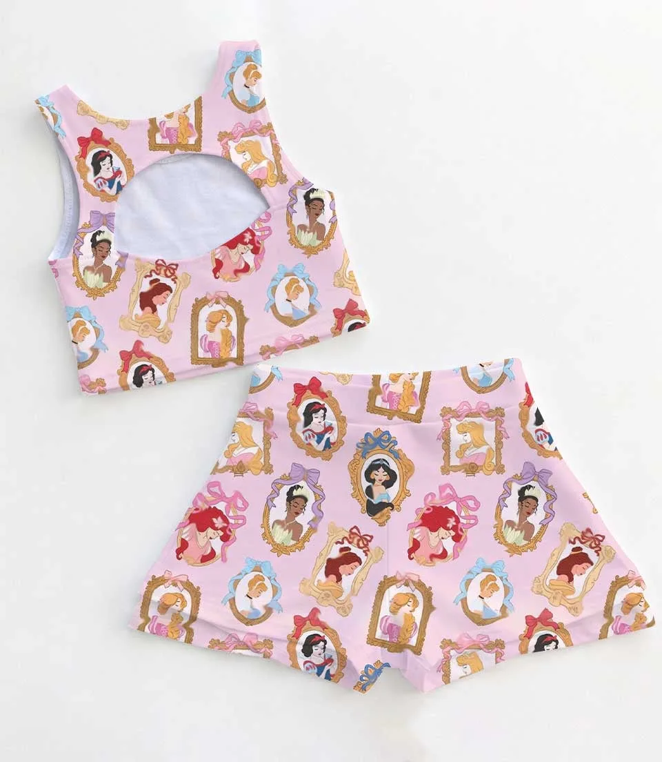 Women's Disney Princess Coquette Activewear Set, Mirror Frame Athletic Dress & Bow Skort Outfit - Image 2