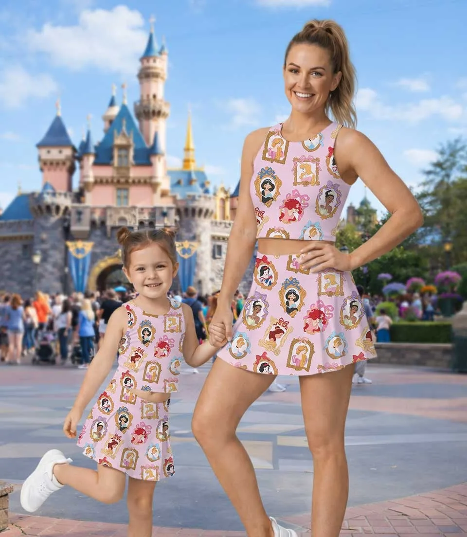 Women's Disney Princess Coquette Activewear Set, Mirror Frame Athletic Dress & Bow Skort Outfit - Image 5