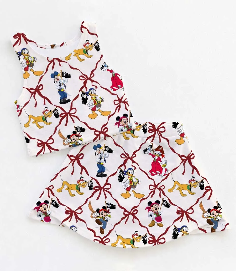 Women's Mickey & Friends Pirate Night Activewear Set, Nautical Cruise Athletic Dress & Skort Outfit
