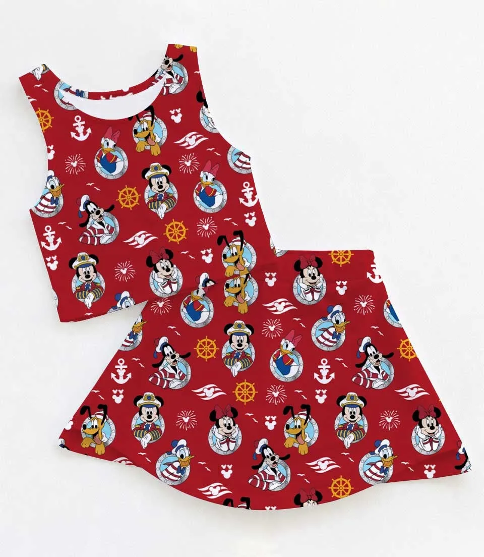 Women's Mickey & Friends Nautical Activewear Set, Pirate Night Cruise Athletic Dress & Skort Outfit