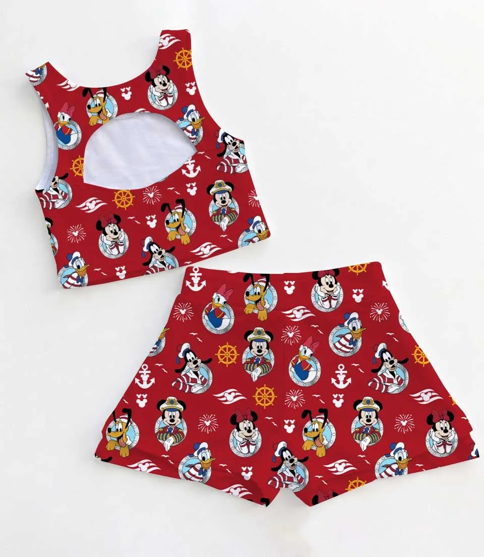 Women's Mickey & Friends Nautical Activewear Set, Pirate Night Cruise Athletic Dress & Skort Outfit - Image 2