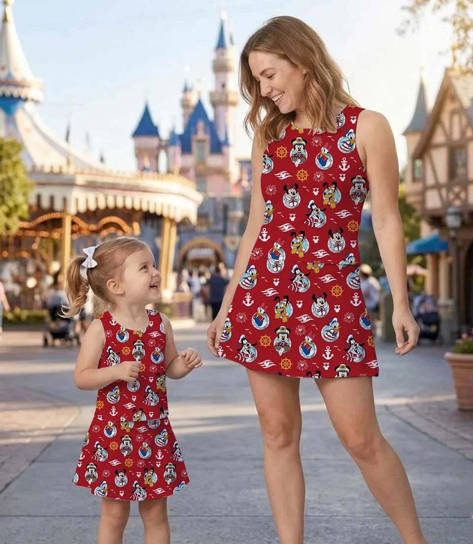 Women's Mickey & Friends Nautical Activewear Set, Pirate Night Cruise Athletic Dress & Skort Outfit - Image 7