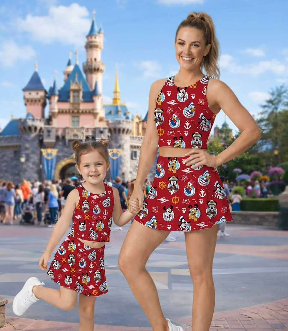 Women's Mickey & Friends Nautical Activewear Set, Pirate Night Cruise Athletic Dress & Skort Outfit - Image 5