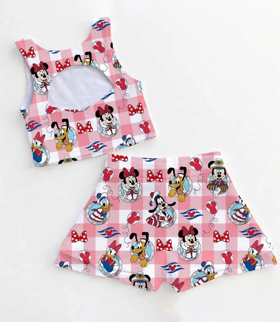 Women's Nautical Sailor Activewear Set, Mickey Castaway Cruise Athletic Dress & Skort Outfit - Image 2