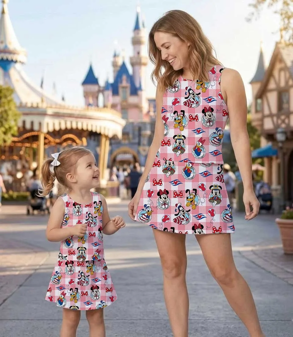 Women's Nautical Sailor Activewear Set, Mickey Castaway Cruise Athletic Dress & Skort Outfit - Image 7