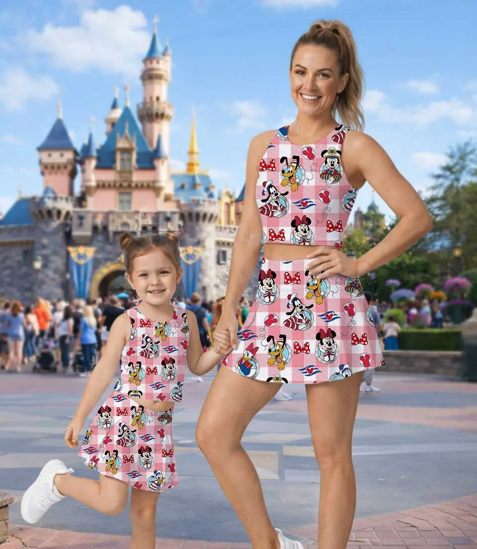 Women's Nautical Sailor Activewear Set, Mickey Castaway Cruise Athletic Dress & Skort Outfit - Image 5