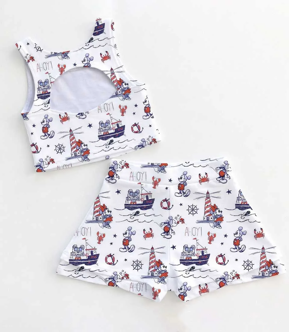 Women's Mickey & Friends Nautical Cruise Activewear Set, Castaway Adventure Athletic Dress & Skort Outfit - Image 2