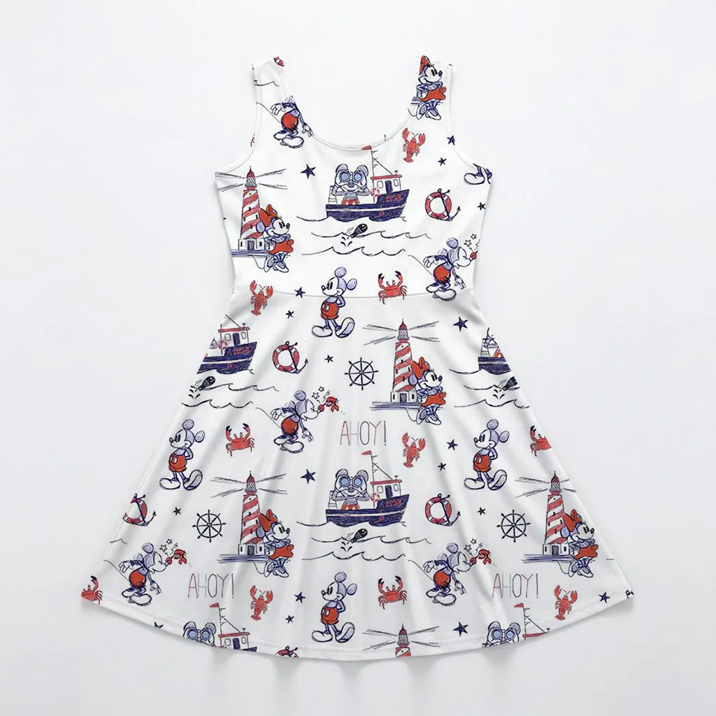 Nautical Mickey & Friends Cruise Ruffle Dress, DCL Pirate Night Summer Vacation Outfit - Image 8
