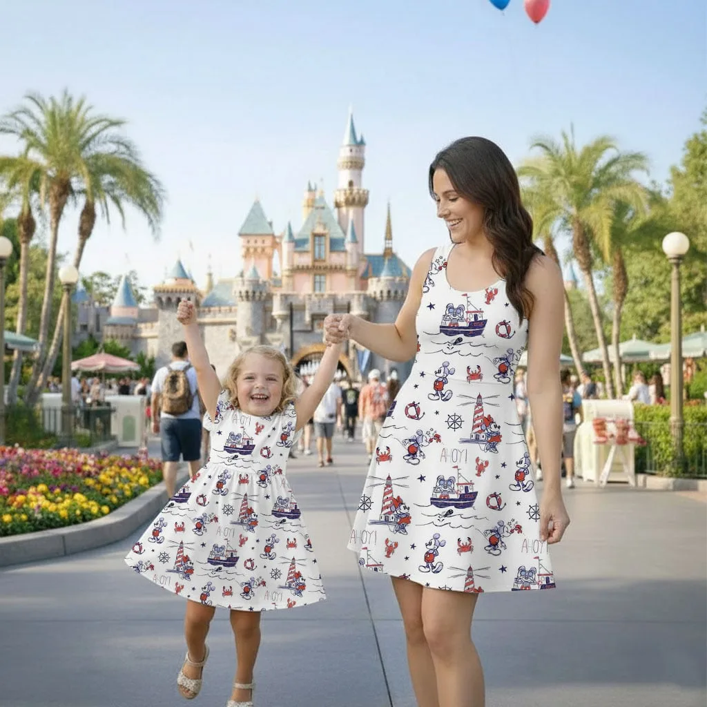 Nautical Mickey & Friends Cruise Ruffle Dress, DCL Pirate Night Summer Vacation Outfit - Image 6