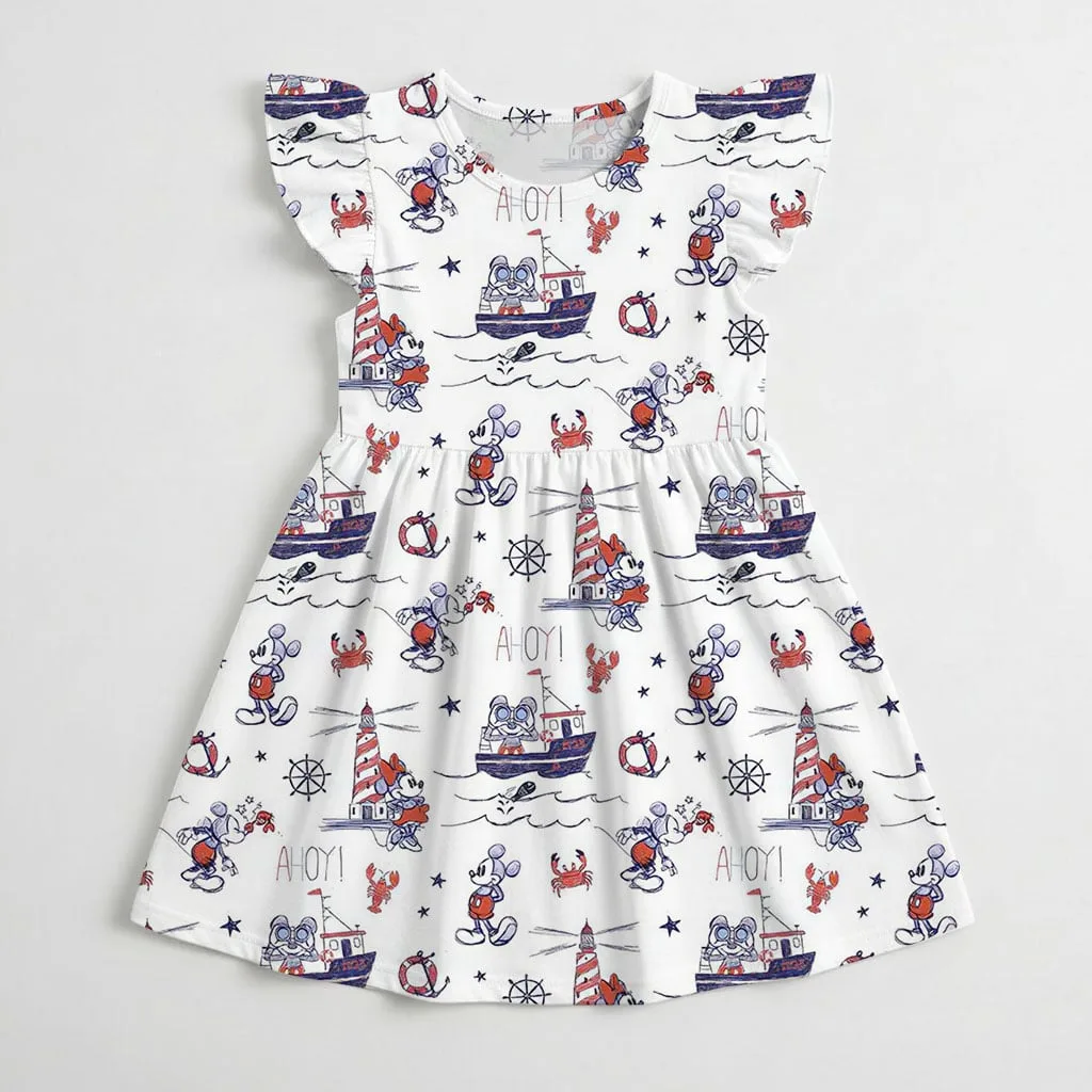 Nautical Mickey & Friends Cruise Ruffle Dress, DCL Pirate Night Summer Vacation Outfit - Image 3