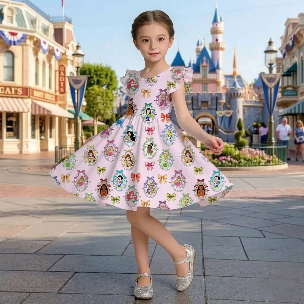 Disney Princess Ruffle Dress, Ariel Rapunzel Tiana Summer Vacation Outfit - Image 2