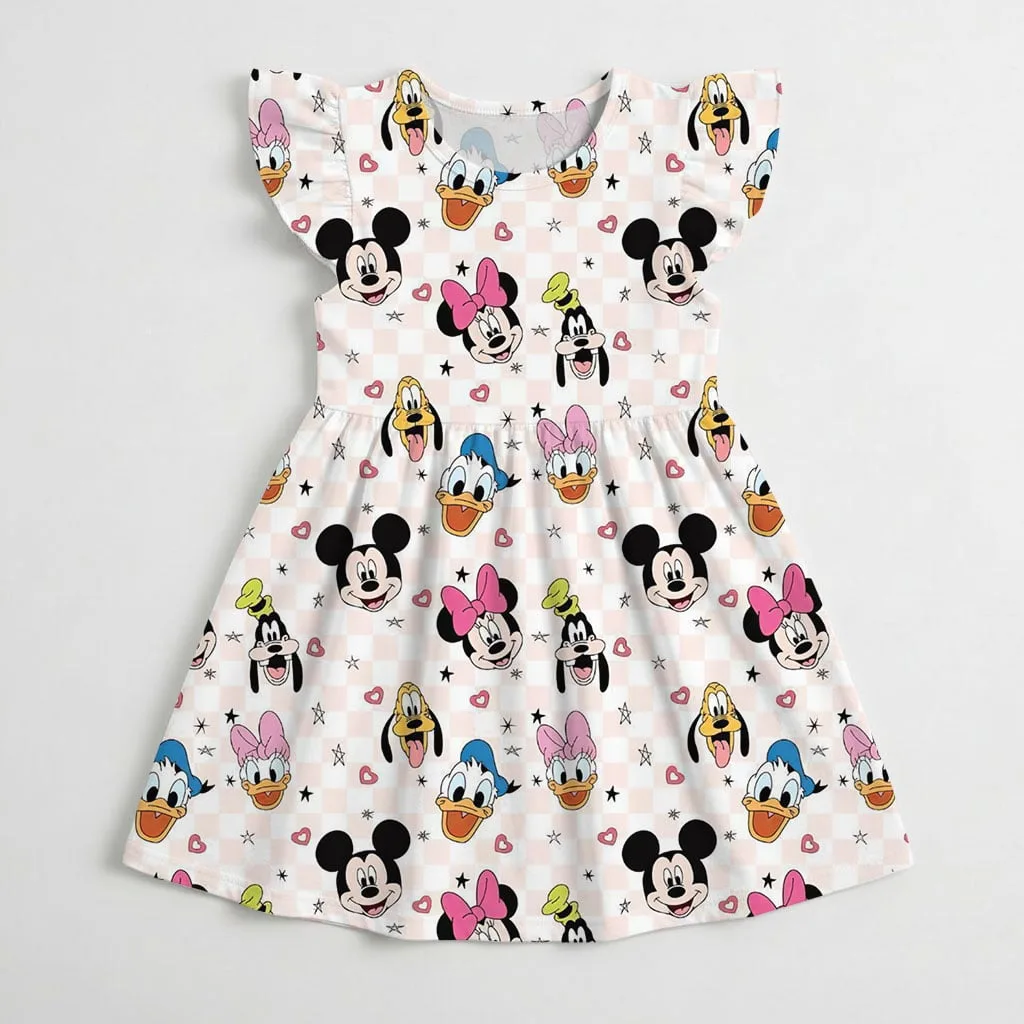 Mickey & Friends Ruffle Dress, Disneyland Trip Flutter Sleeve Vacation Outfit - Image 3