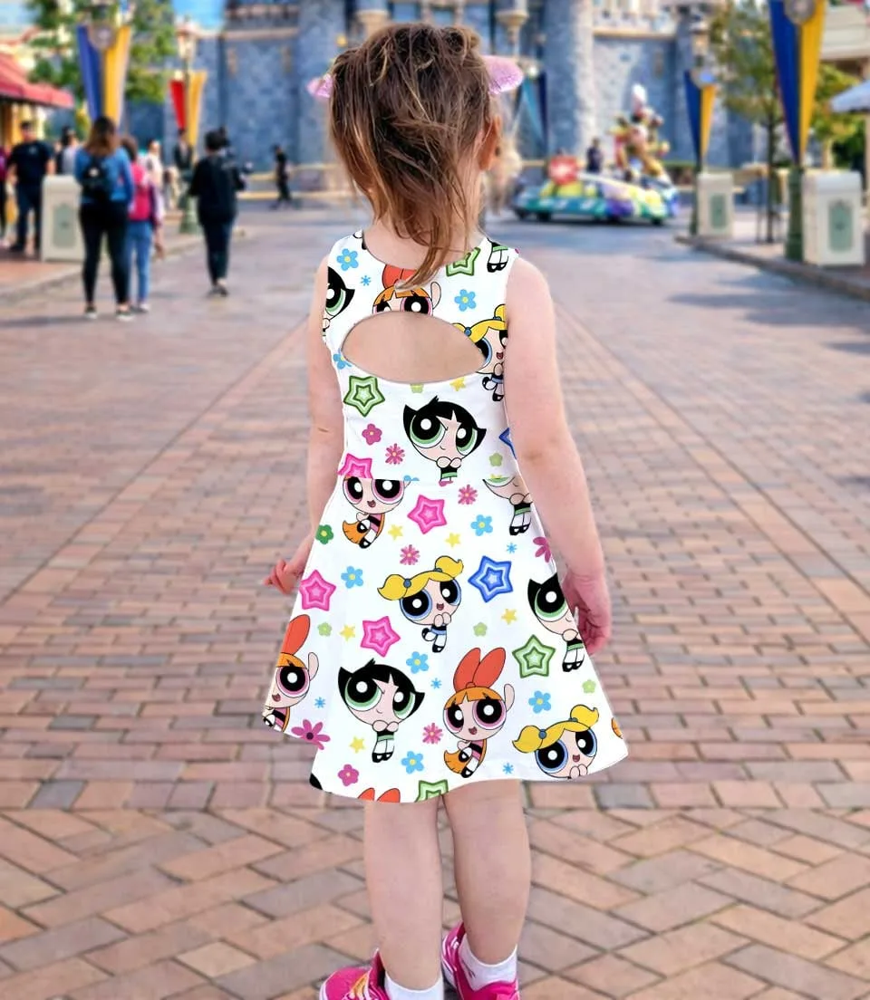 The Powerpuff Girls Dress Set, Cute Cartoon Birthday Vacation Outfit - Image 4