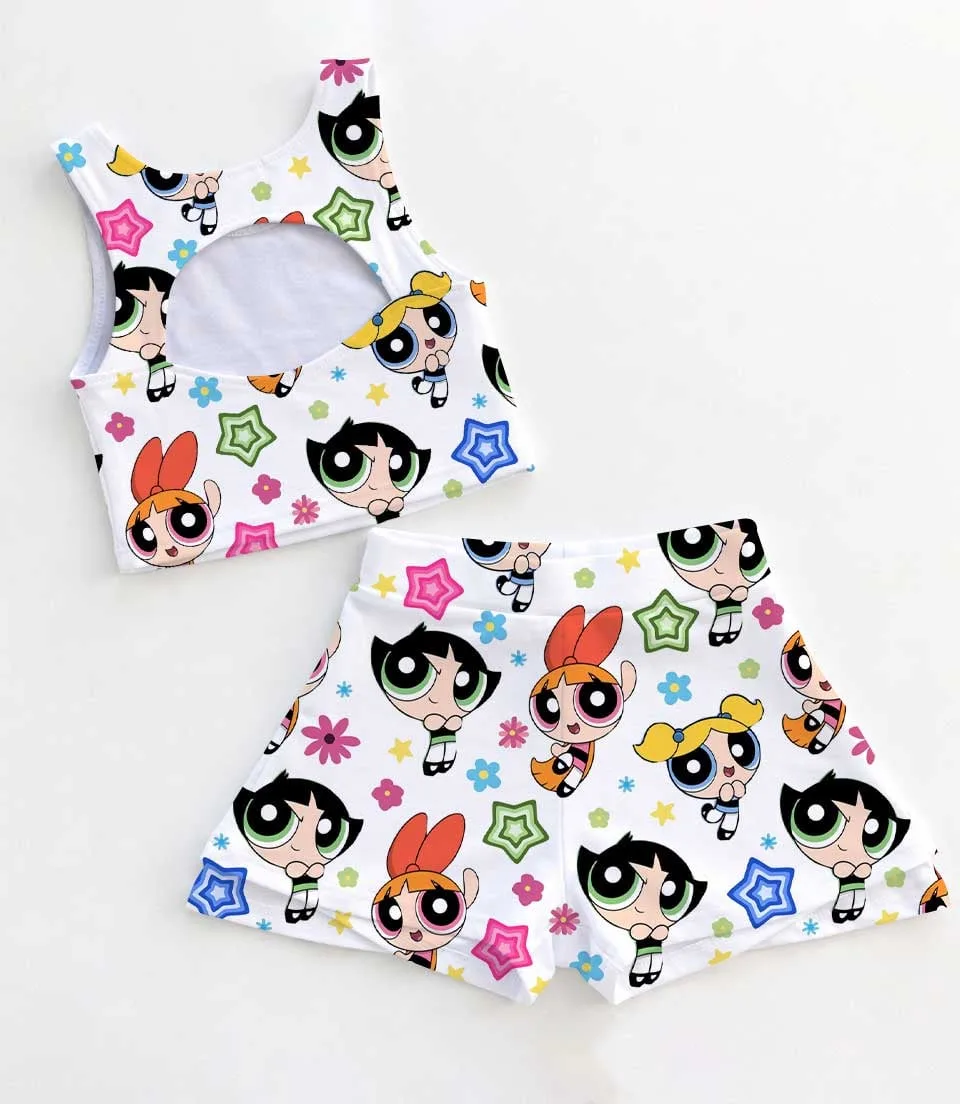 The Powerpuff Girls Dress Set, Cute Cartoon Birthday Vacation Outfit - Image 2
