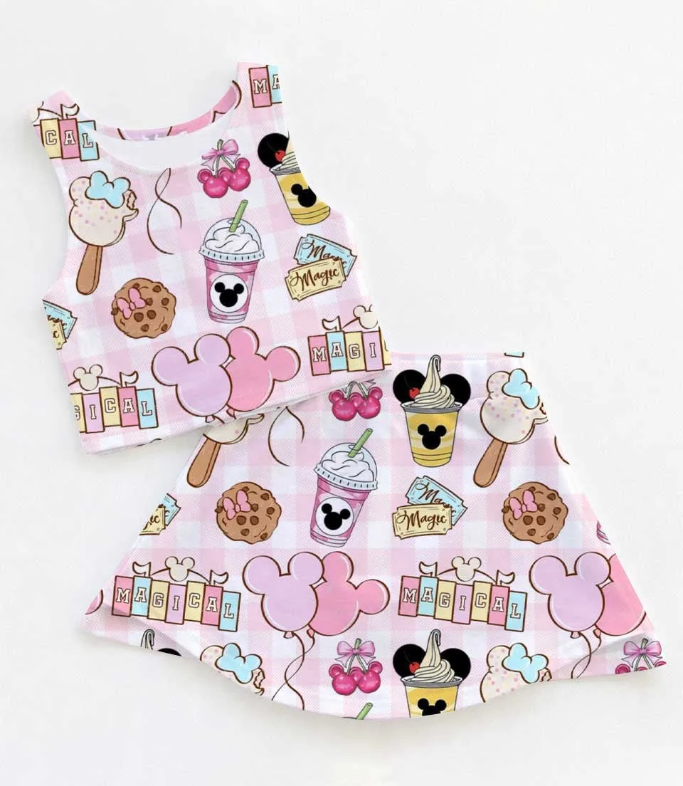 Mickey Mouse Food Pattern Dress Set, Disney Snack Family Matching Outfit