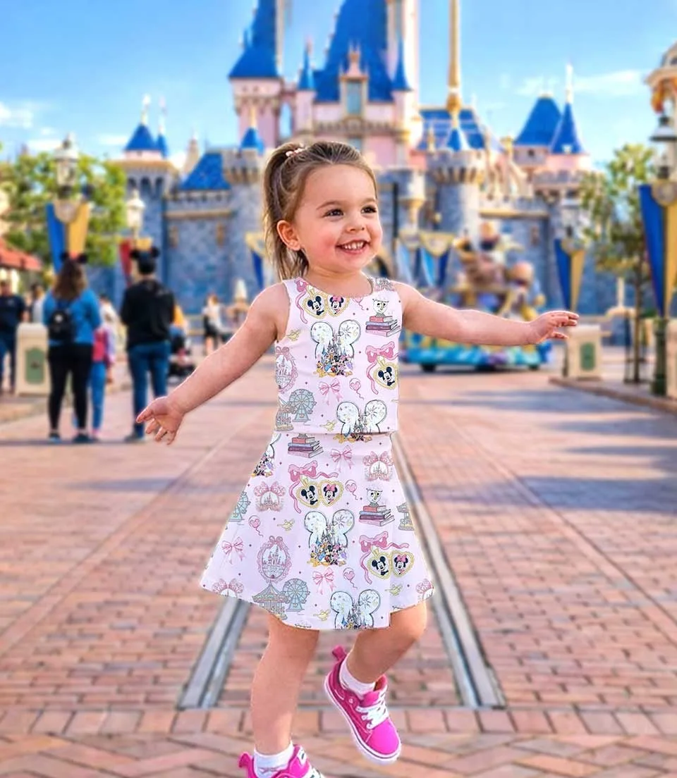 Disney Mickey & Minnie Ruffle Dress Set, Pink Plaid Attraction Ride Park Vacation Outfit - Image 3