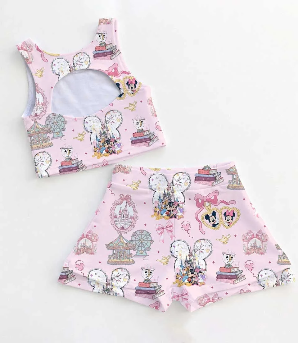 Disney Mickey & Minnie Ruffle Dress Set, Pink Plaid Attraction Ride Park Vacation Outfit - Image 2