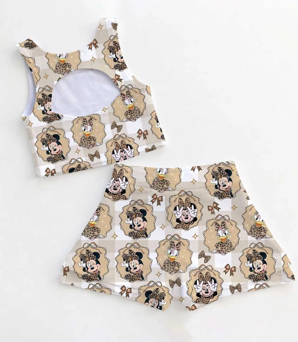 Women's Minnie & Daisy Leopard Activewear Set, Animal Kingdom Athletic Dress & Skort Outfit - Image 2