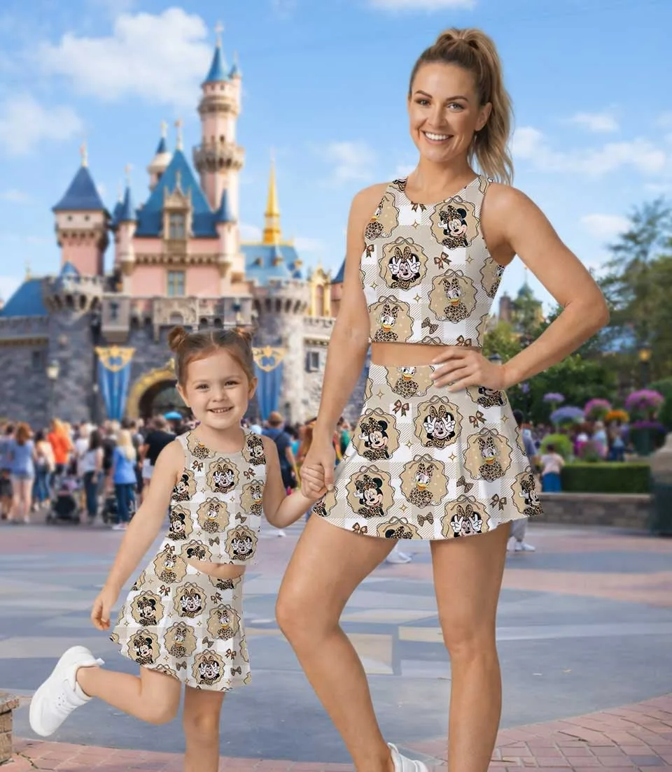 Women's Minnie & Daisy Leopard Activewear Set, Animal Kingdom Athletic Dress & Skort Outfit - Image 5