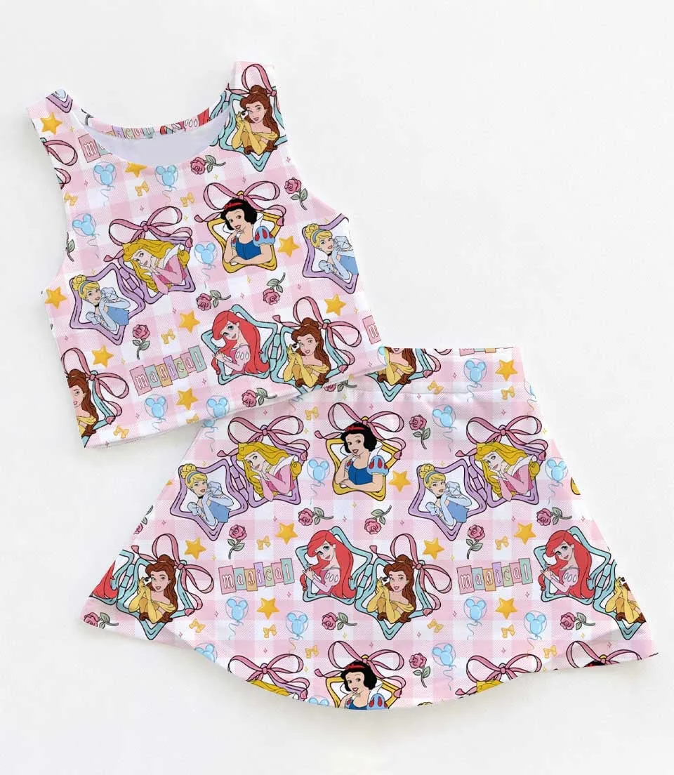 Retro Disney Princess Dress Set, Rapunzel Belle Cinderella Vacation Outfit