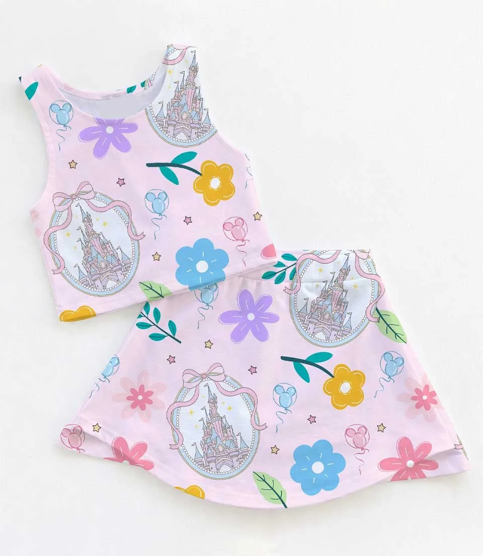 Disney Castle Coquette Bow Dress Set, Magic Kingdom Vacation Outfit