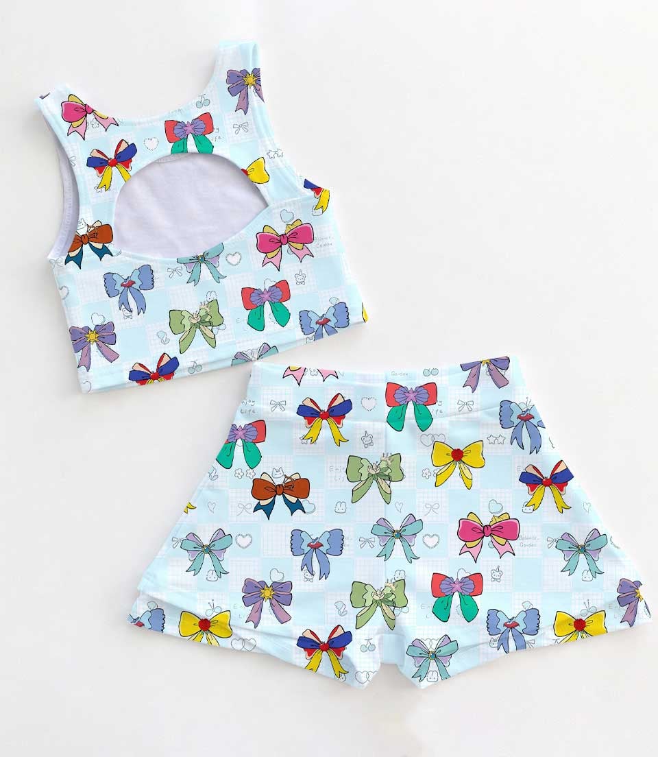 Women's Disney Princess Coquette Activewear Set, Cute Bow Athletic Dress & Skort Outfit - Image 2