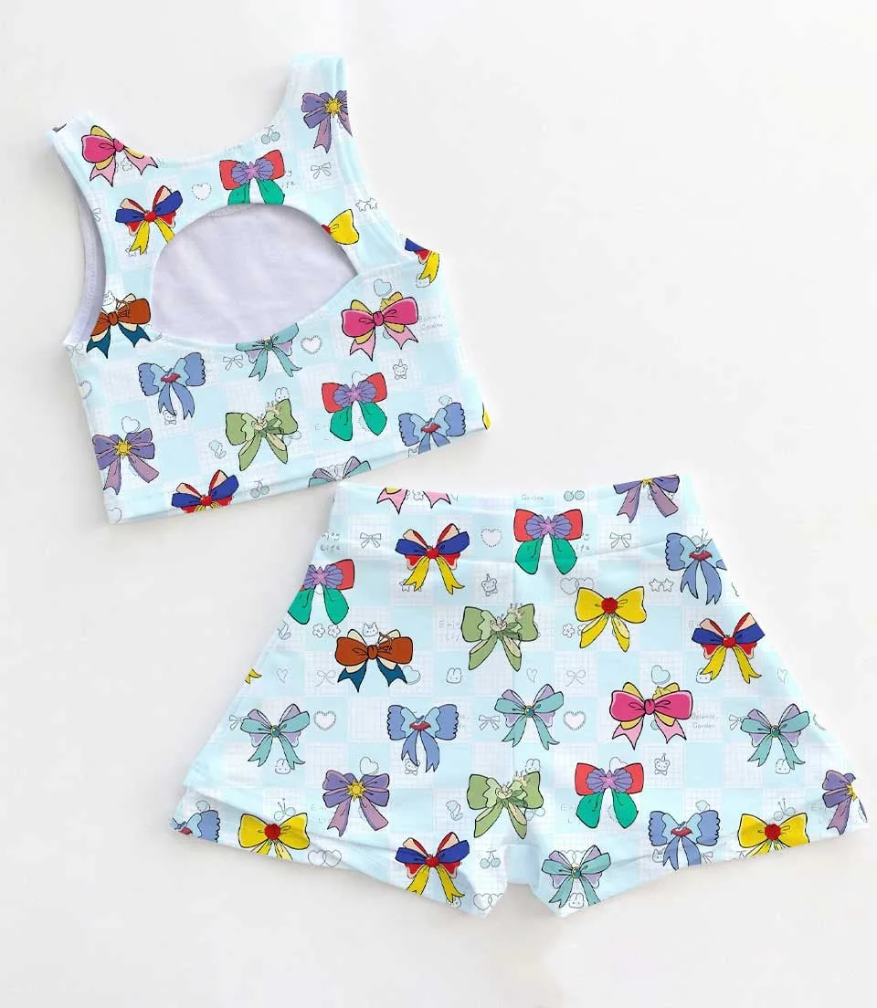 Women's Disney Princess Coquette Activewear Set, Cute Bow Athletic Dress & Skort Outfit - Image 2
