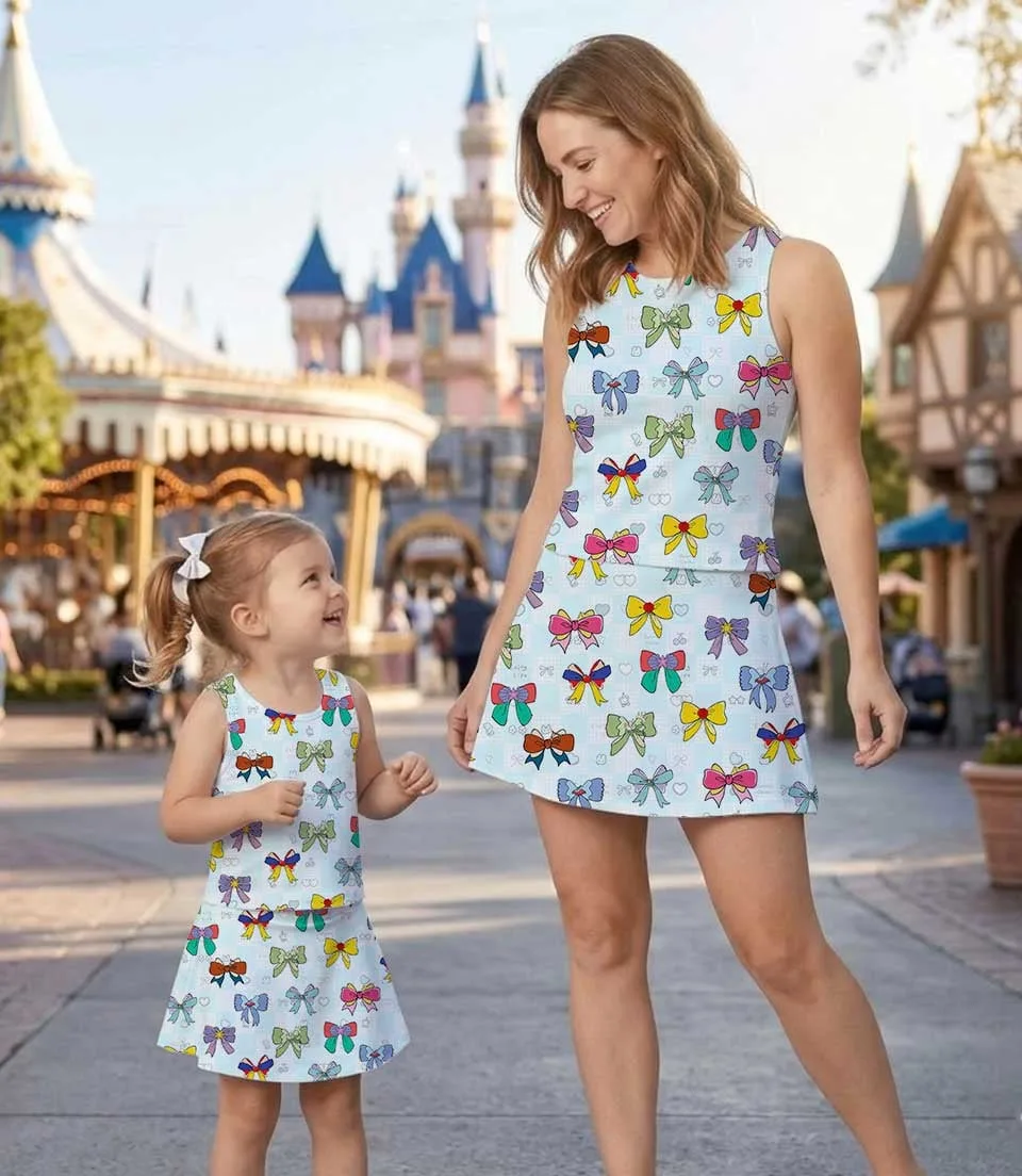 Women's Disney Princess Coquette Activewear Set, Cute Bow Athletic Dress & Skort Outfit - Image 7